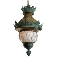 Antique Verdigris Opaline Lantern