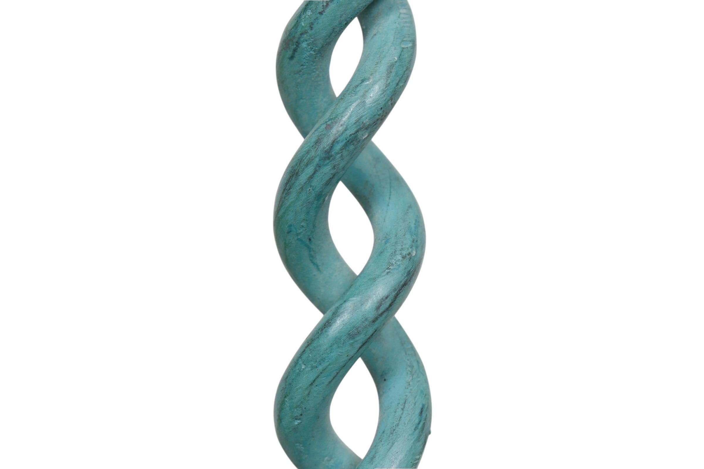20th Century Verdigris Open Barley Twist Candlestick Holders, a Pair For Sale
