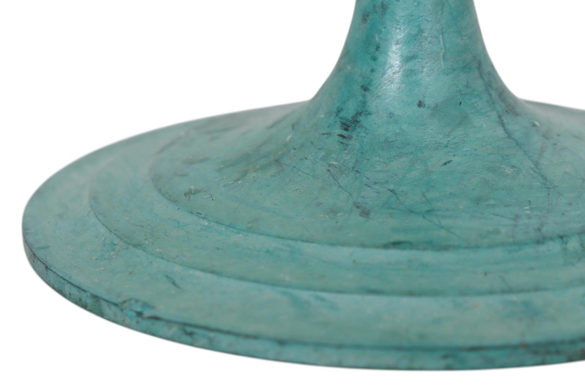 Verdigris Open Barley Twist Candlestick Holders, a Pair For Sale 1