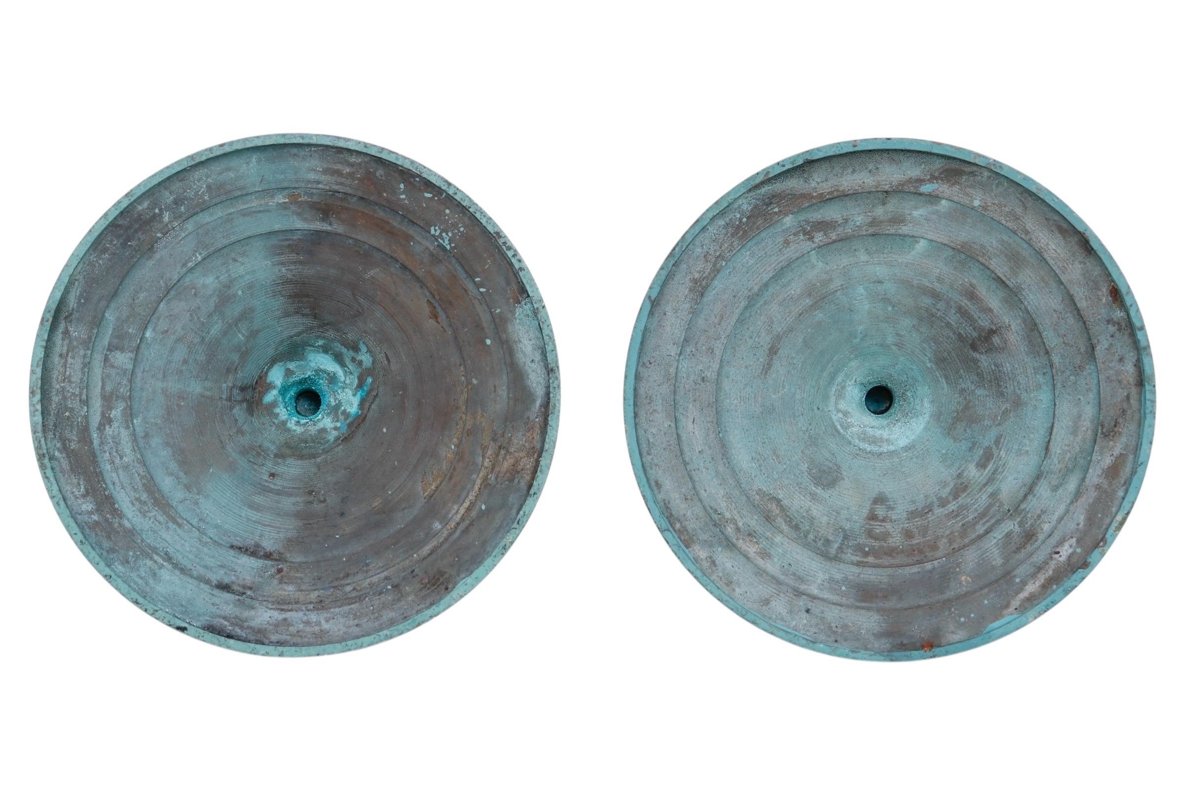 Verdigris Open Barley Twist Candlestick Holders, a Pair For Sale 2