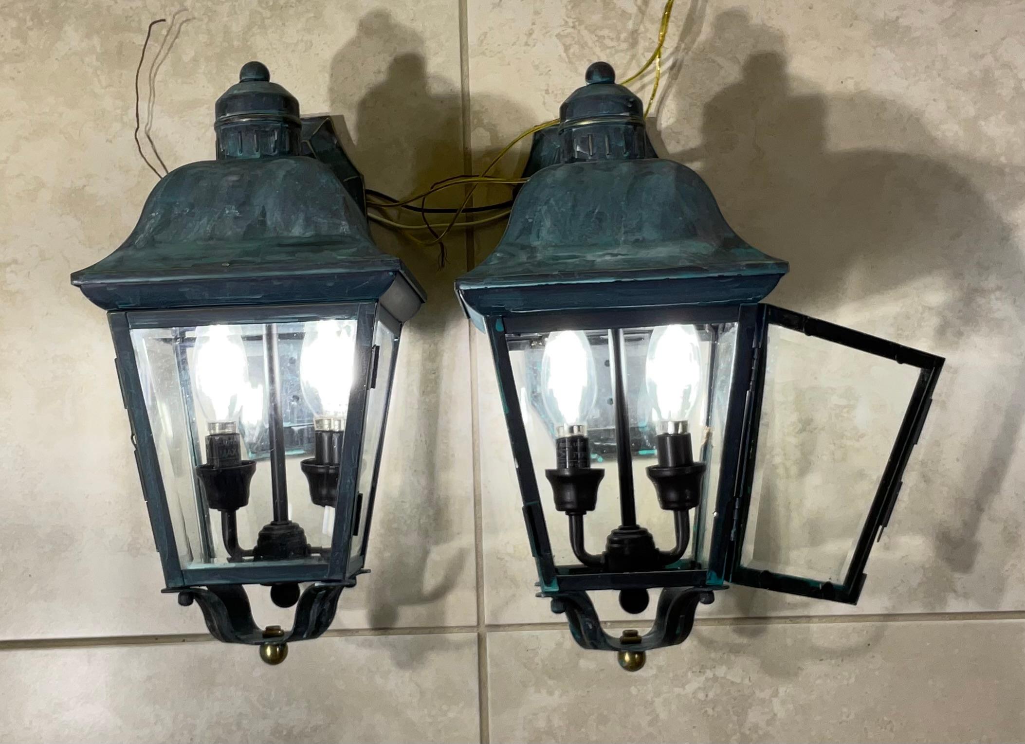 Add a touch of charm and sophisticated appeal to your home's exterior with this exquisite pair of small outdoor wall lanterns. 
Their classic design evokes a sense of tradition and enduring style, perfect for homes ranging from colonial to