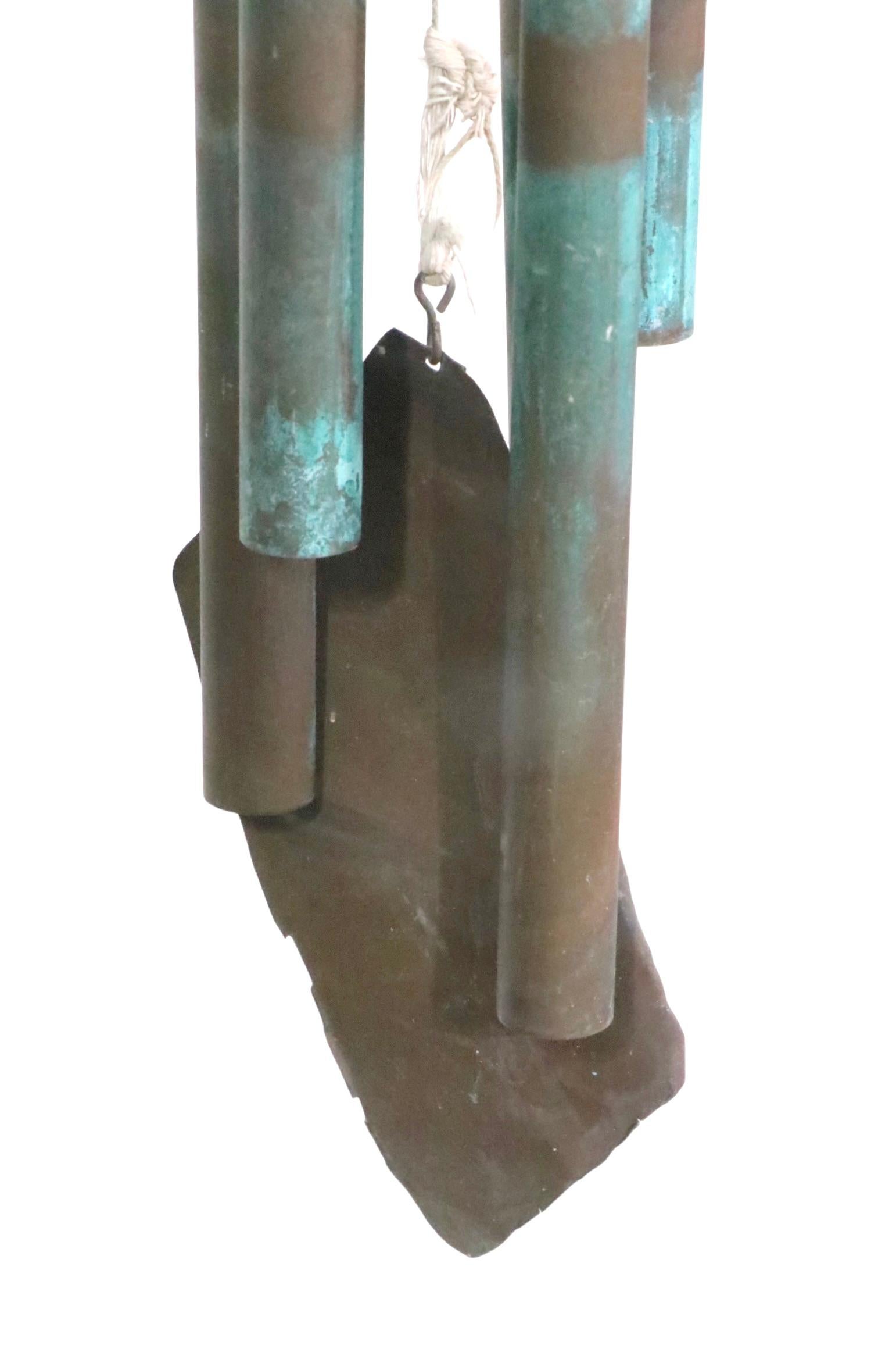 Aluminum Verdigris Wind Chime in the style of Paolo Soleri and Walter Lamb  For Sale