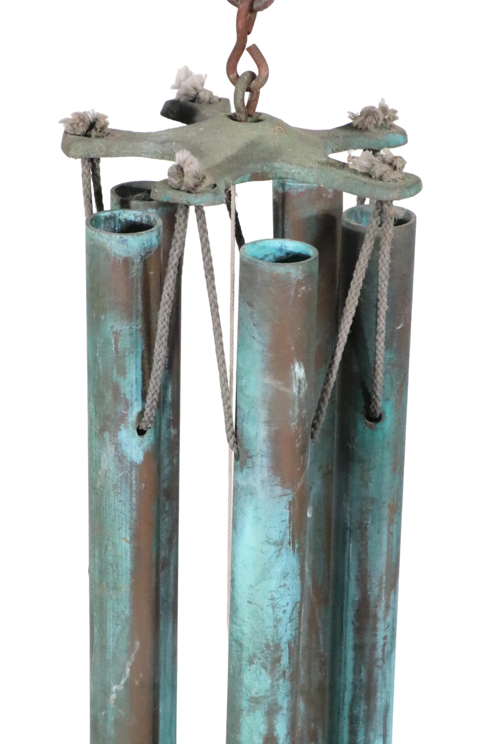 Verdigris Wind Chime in the style of Paolo Soleri and Walter Lamb  In Good Condition For Sale In New York, NY