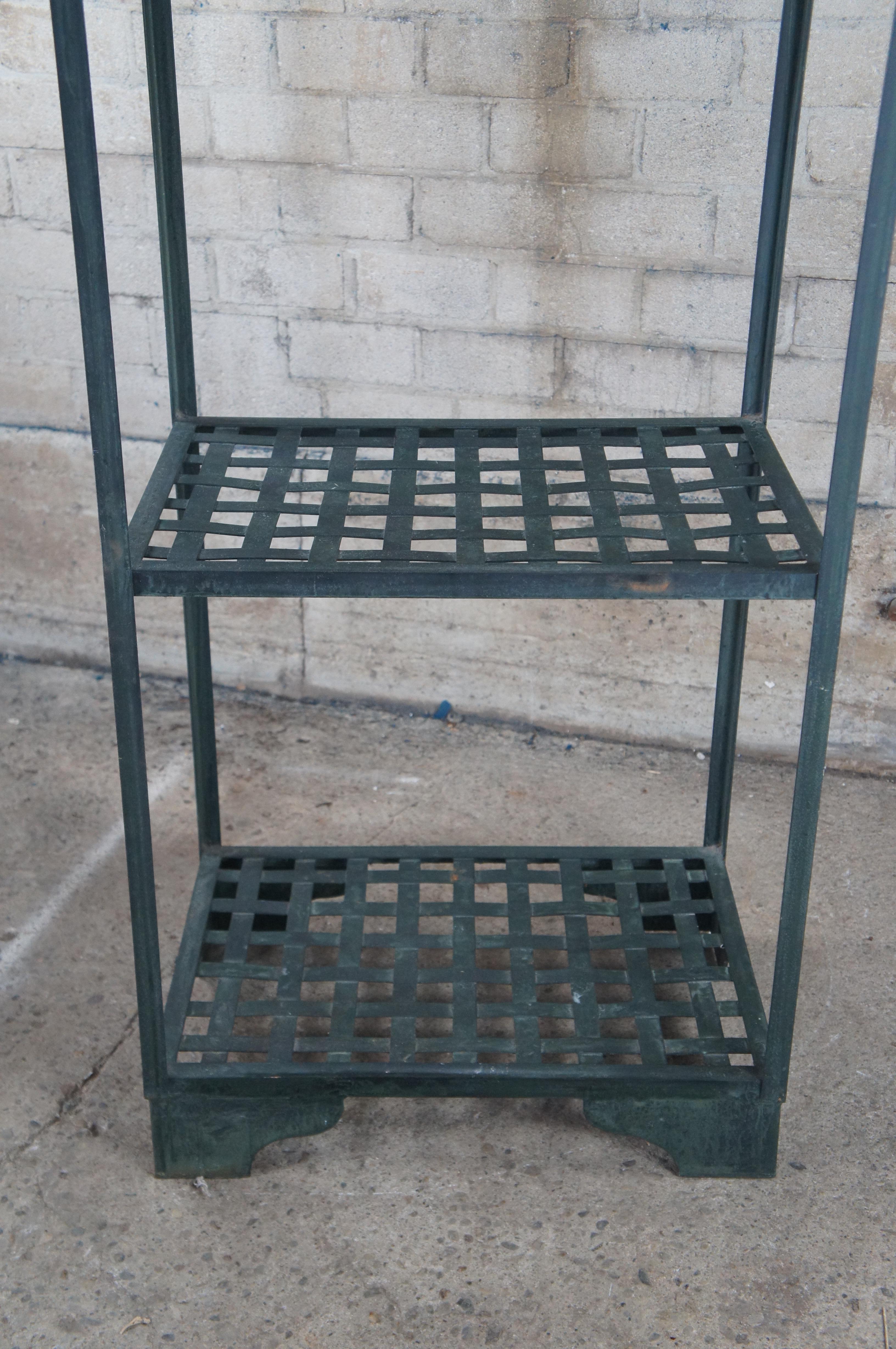 Verdigris Hierro Tejido Forma Pagoda Etagere Estante de Pared Estante para Plantas Vintage 83