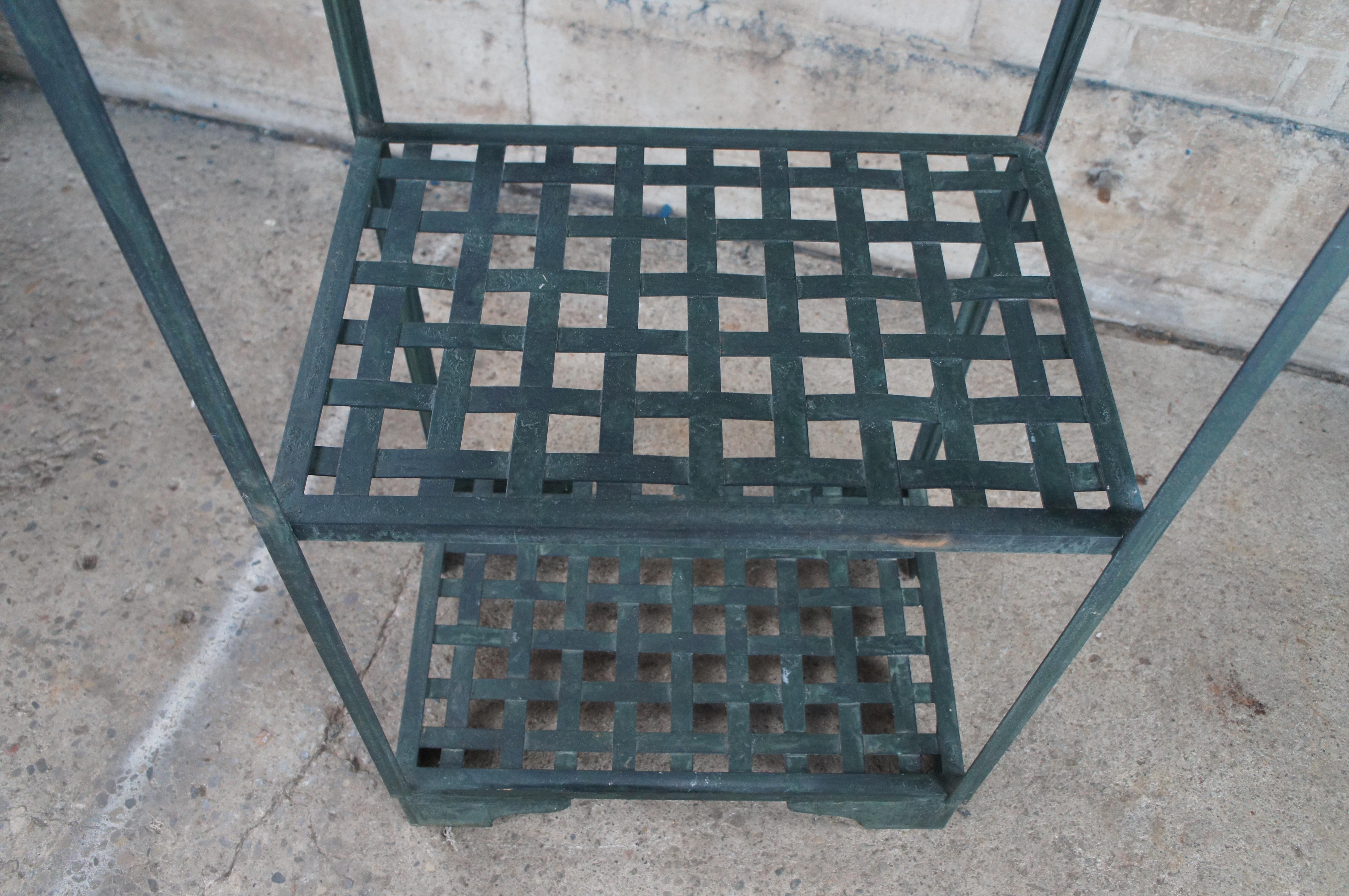 Verdigris Hierro Tejido Forma Pagoda Etagere Estante de Pared Estante para Plantas Vintage 83