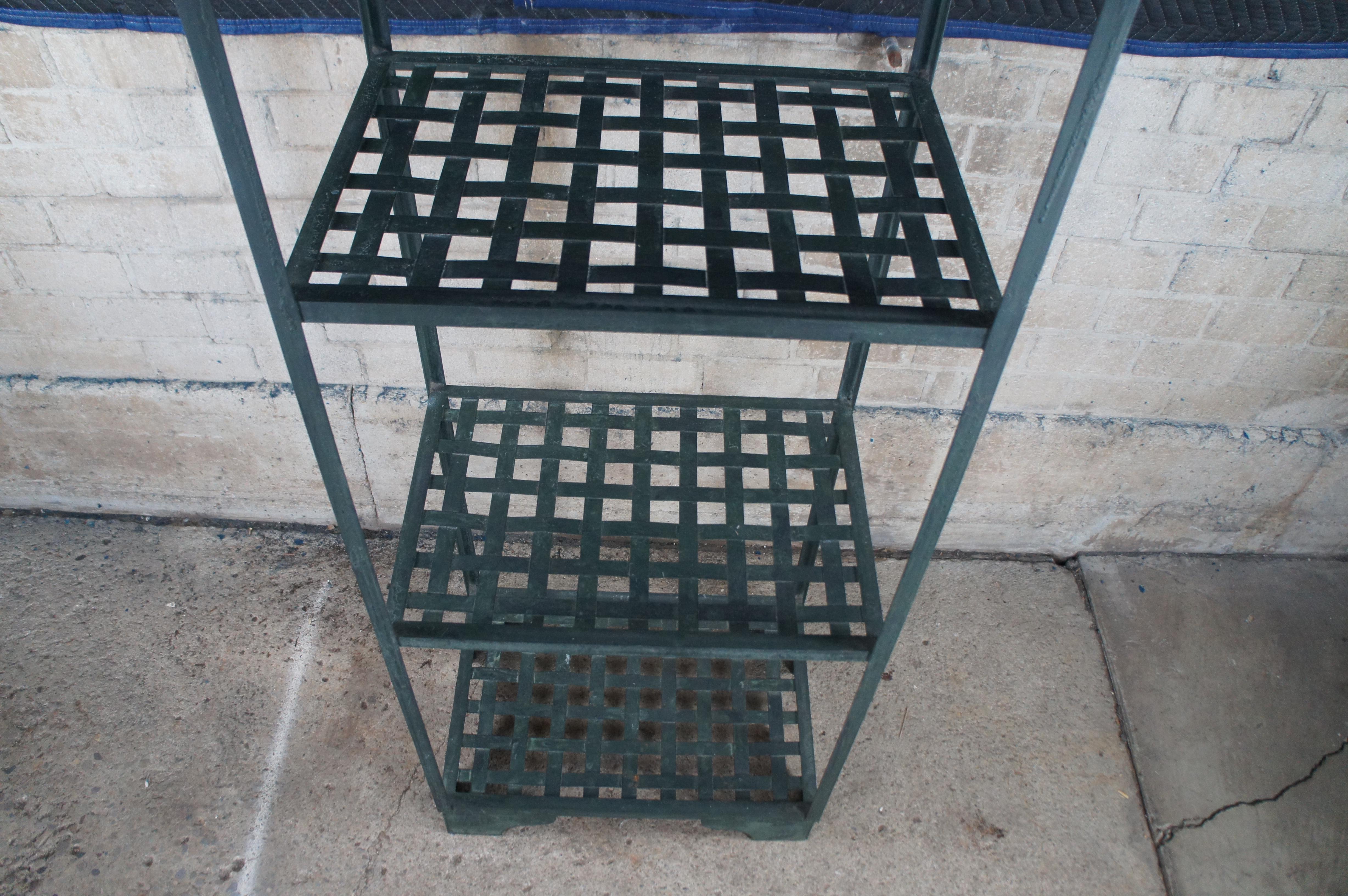 Verdigris Hierro Tejido Forma Pagoda Etagere Estante de Pared Estante para Plantas Vintage 83