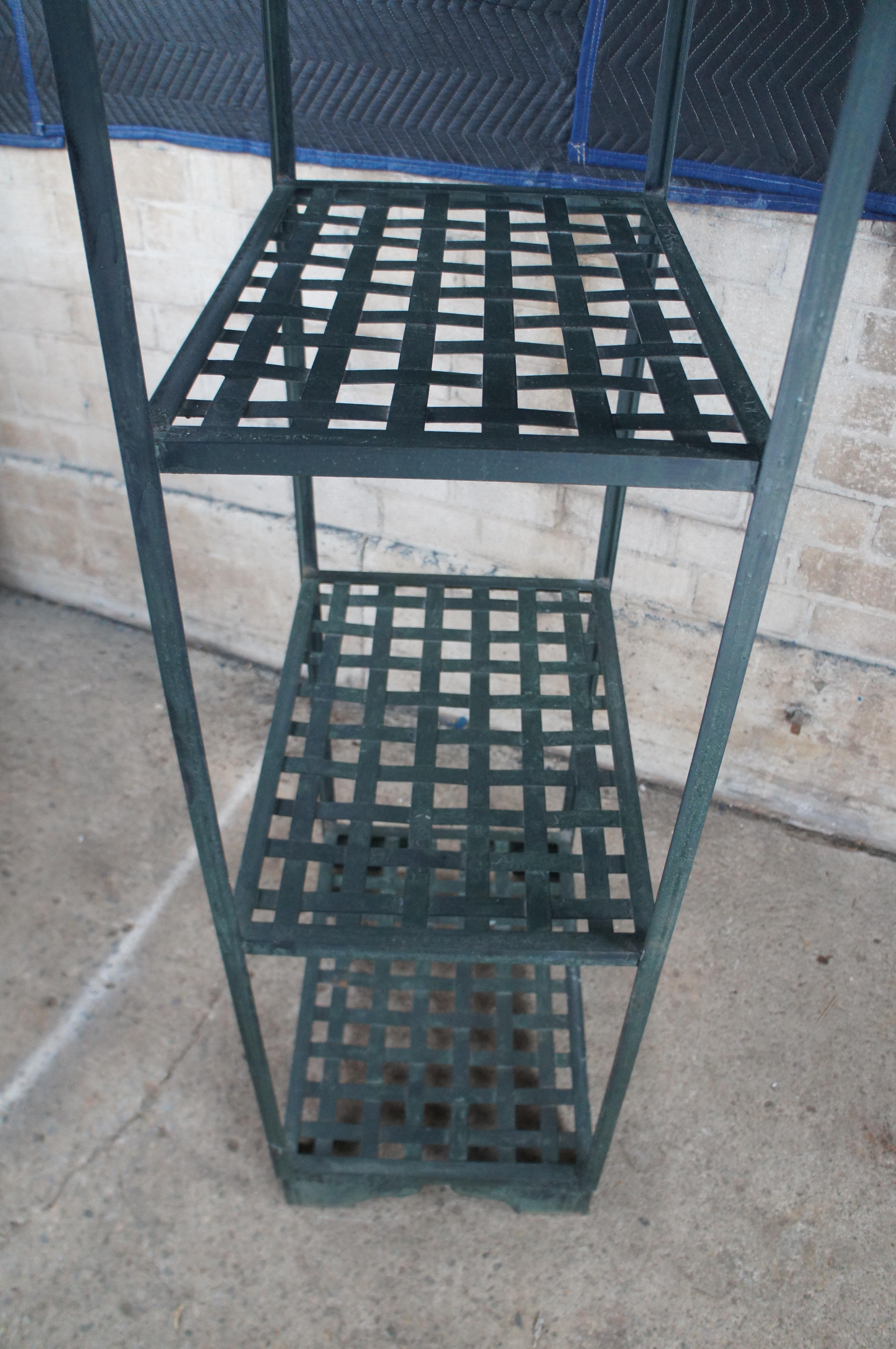 Verdigris Hierro Tejido Forma Pagoda Etagere Estante de Pared Estante para Plantas Vintage 83