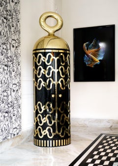 Verdoux Gold Black Storage Bar Cabinet by Matteo Cibic