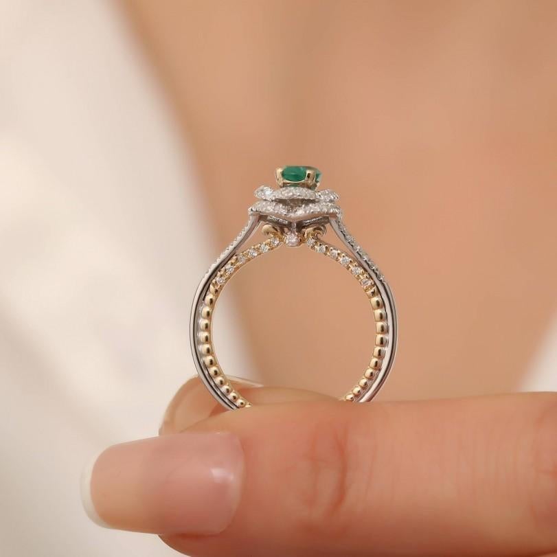 1.17 Emerald And Engagement Diamond Ring In New Condition For Sale In Fatih, 34
