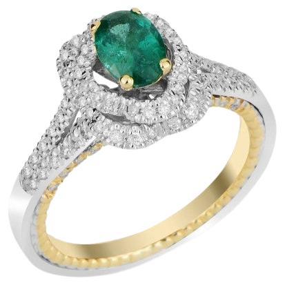 1.17 Emerald And Engagement Diamond Ring