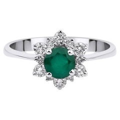 1,01 Karat Smaragd- und Diamant-Cluster-Ring