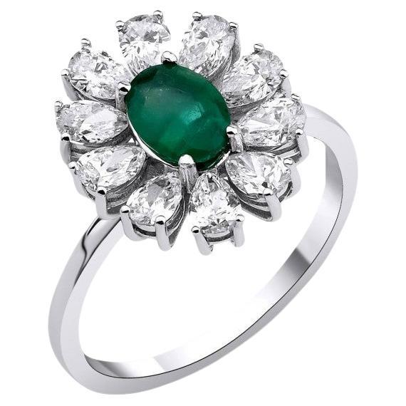2.00ct Emerald And Diamond Cocktail Ring For Sale