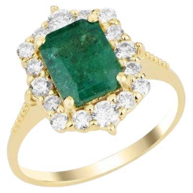 2.16ct Emerald Engagement Diamond Ring For Sale