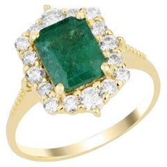 2.16ct Emerald Engagement Diamond Ring (bague de fiançailles émeraude)
