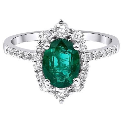 2.25ct Emerald And Diamond Engagement Ring - Helin For Sale
