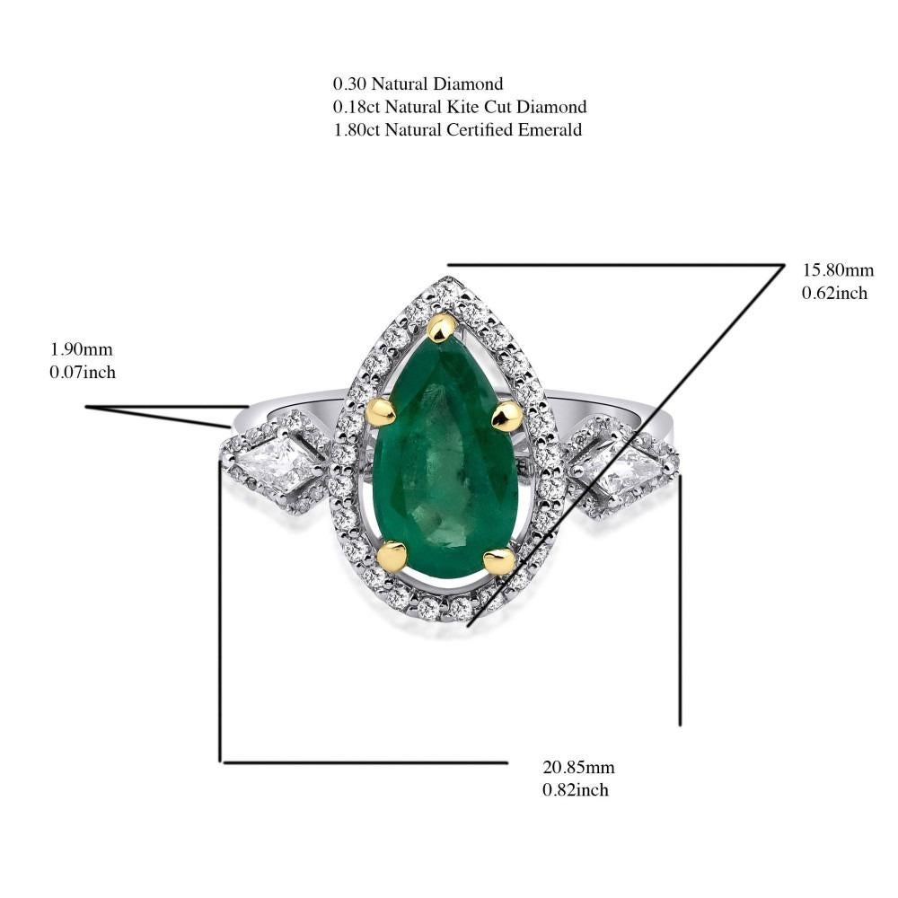 Women's 2.28ct - Pear Emerald And Diamond Tria Ring For Sale