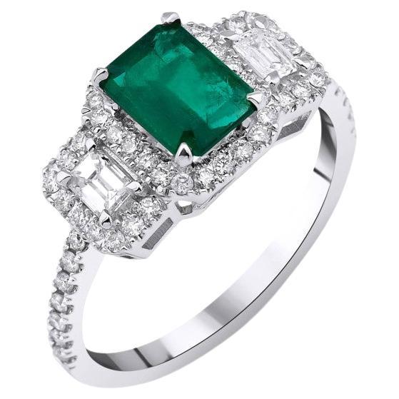 2.55ct Emerald And Diamond Tria Ring