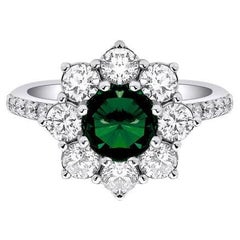 3.30ct Emerald And Diamond Cluster Ring