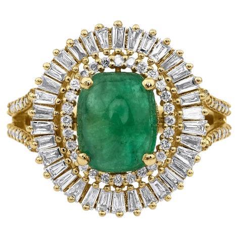3.37ct Diamond Cluster Emerald Ring For Sale