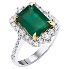 3.88ct Emerald And Diamond Engagement Ring