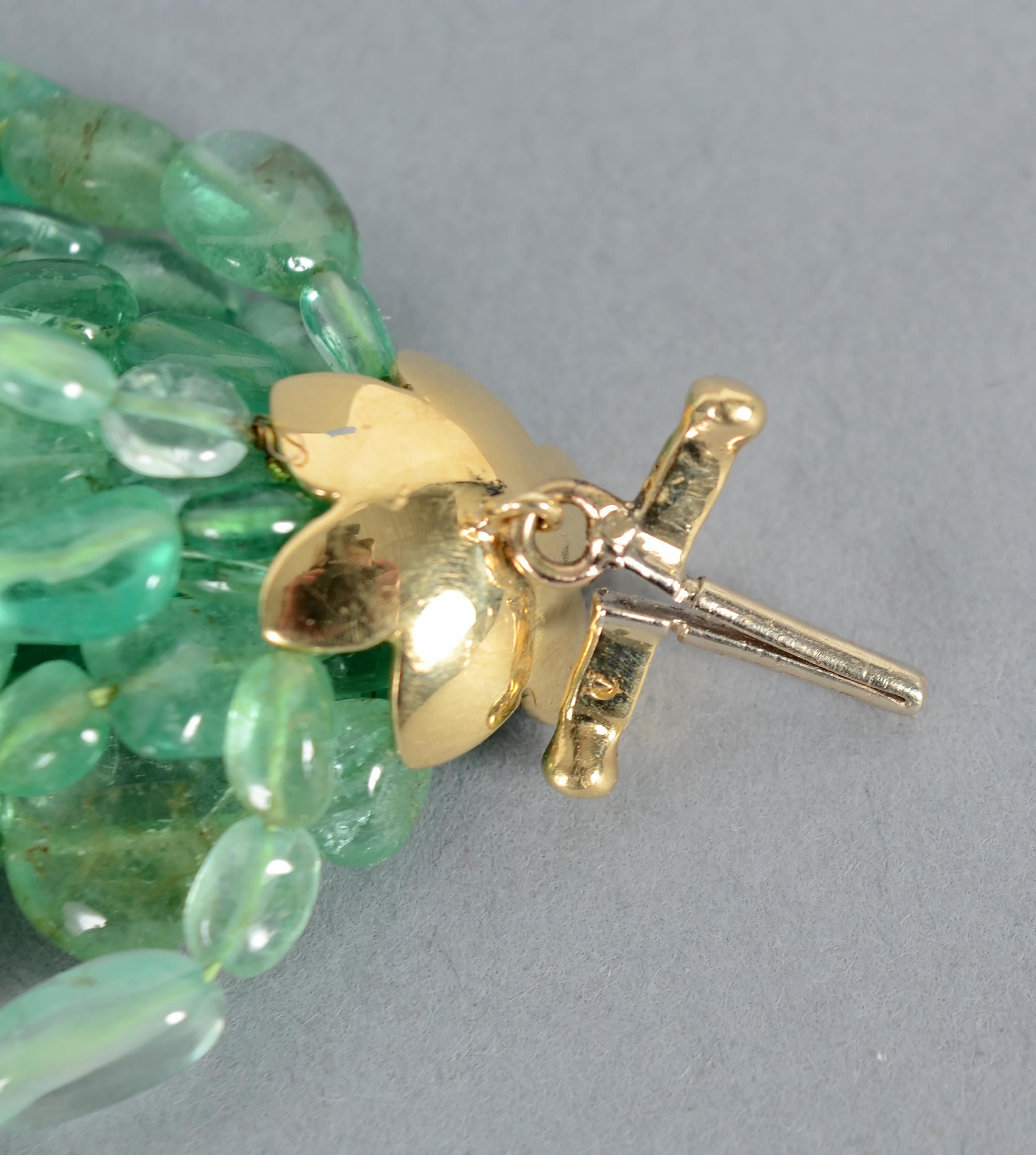 Verdura 14 Strand Emerald Torsade Necklace In Excellent Condition In Darnestown, MD