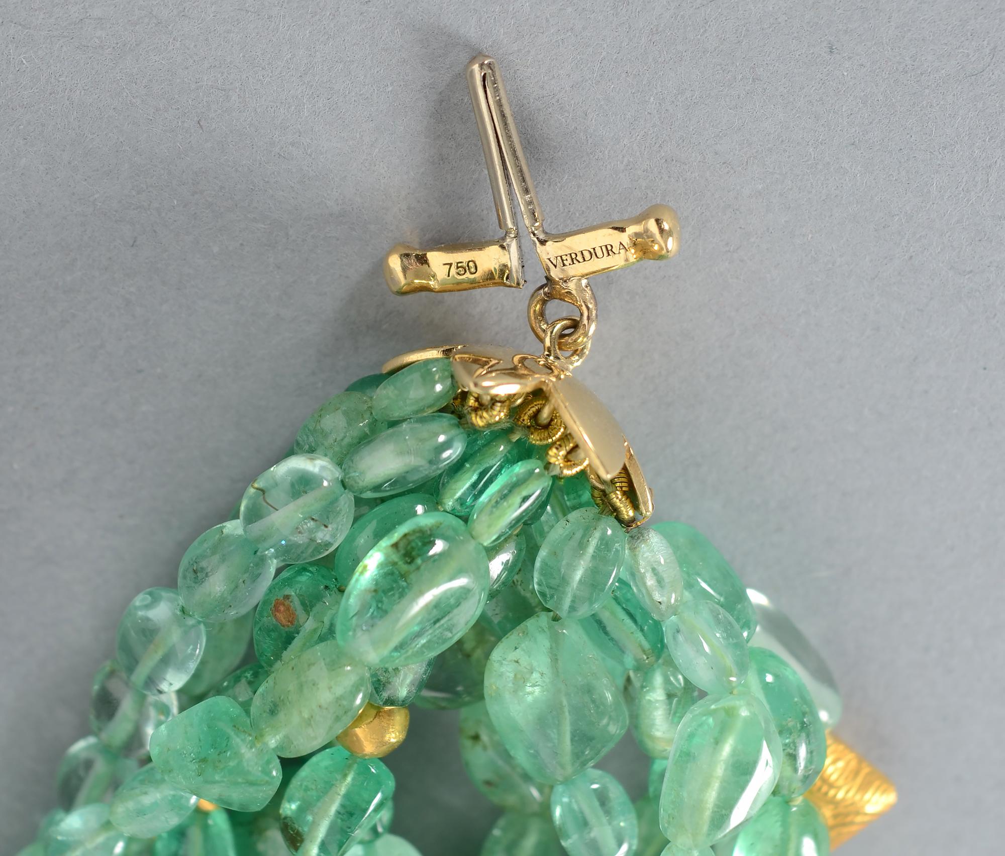 Women's Verdura 14 Strand Emerald Torsade Necklace