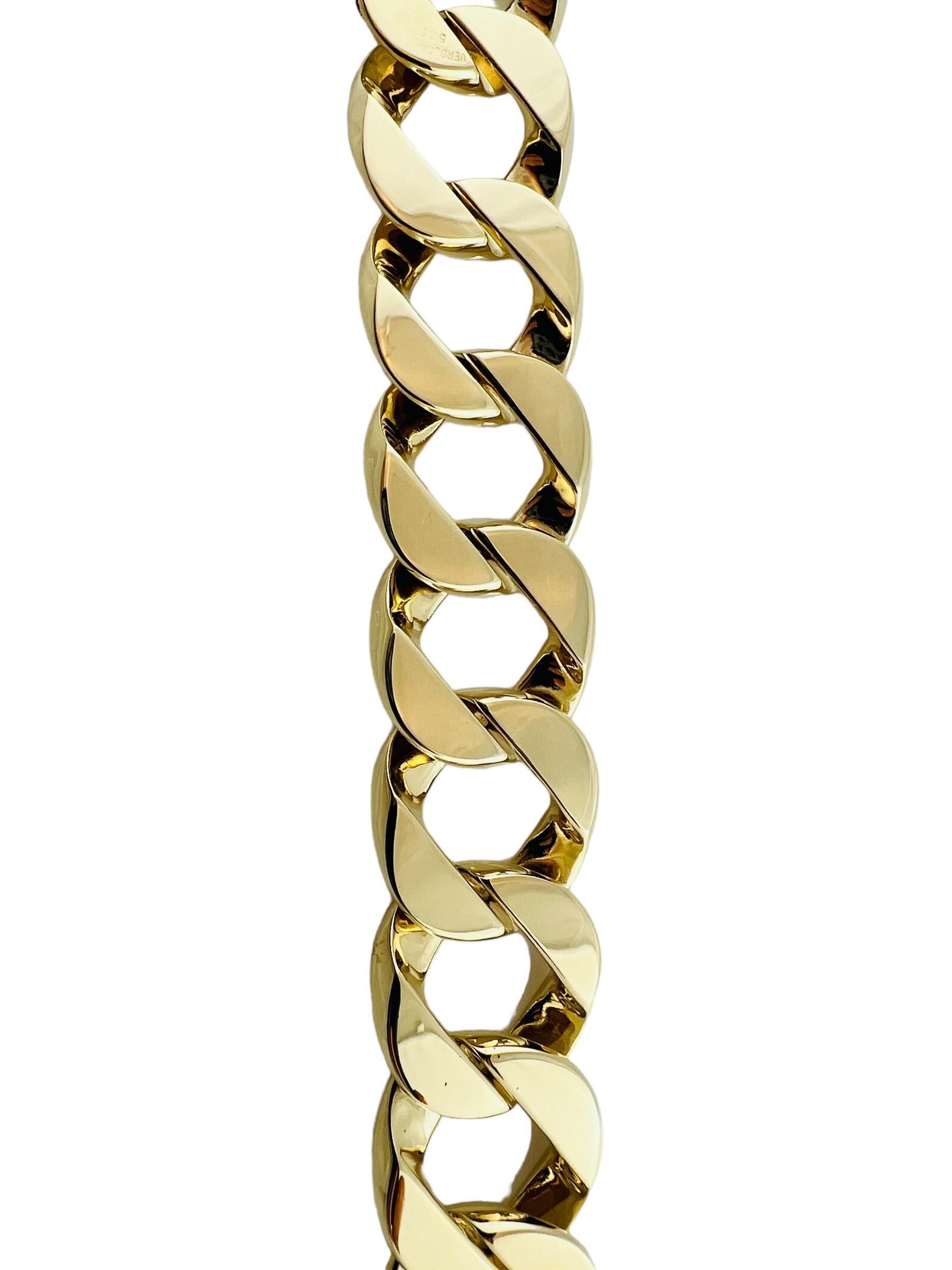 Women's Verdura 14K Yellow Gold Classic Greta Garbo Style Gold Curb Link Bracelet #16770 For Sale