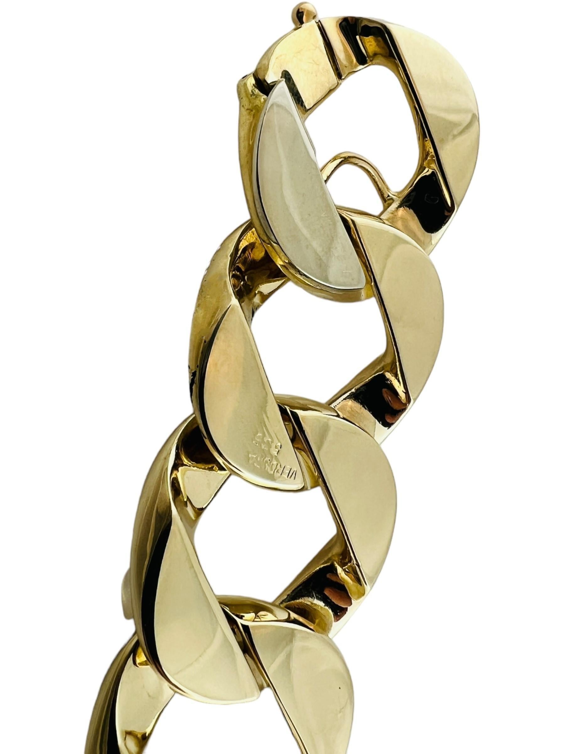 Verdura 14K Yellow Gold Classic Greta Garbo Style Gold Curb Link Bracelet #16770 For Sale 2