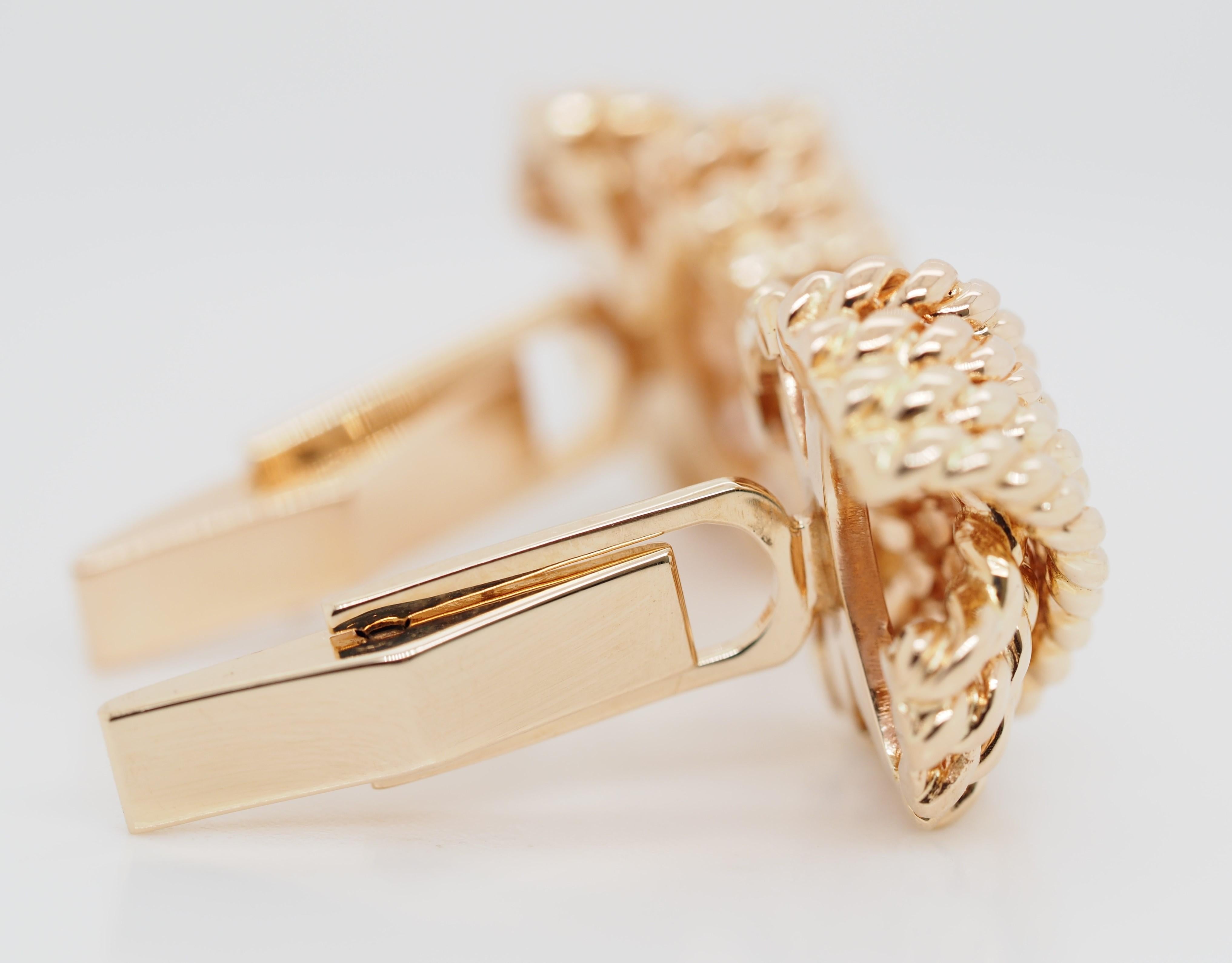 Women's or Men's Verdura 14K Yellow Gold Rope Knot Cufflinks Rare