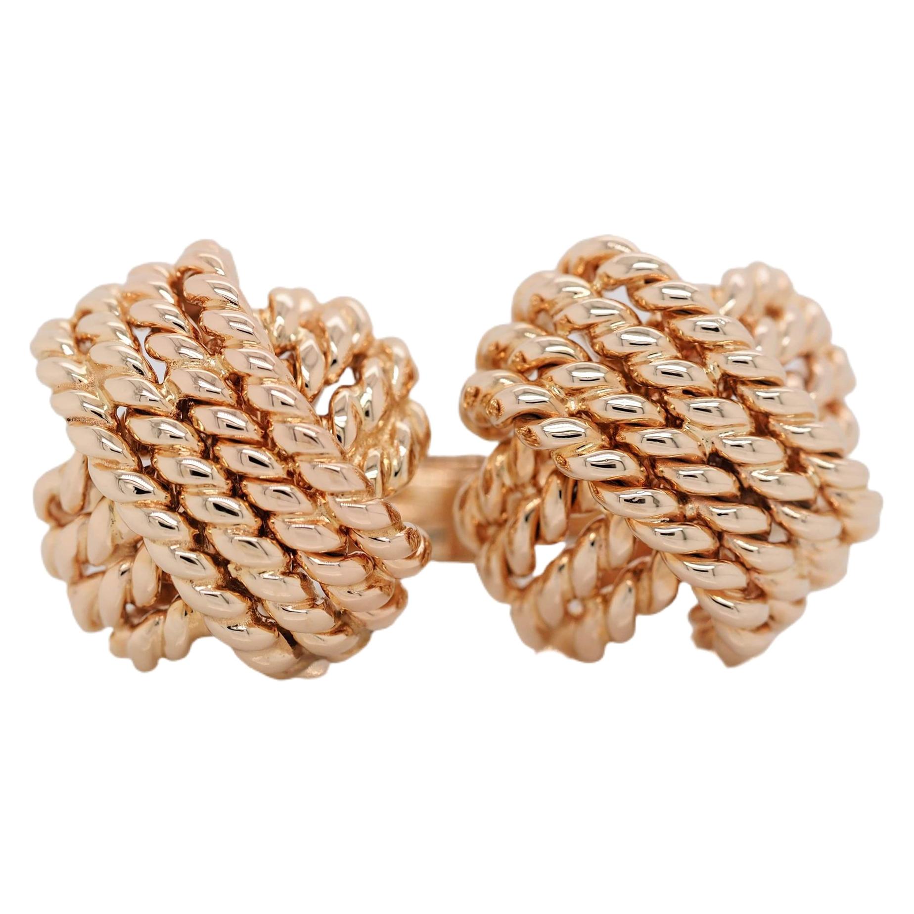 Verdura 14K Yellow Gold Rope Knot Cufflinks Rare
