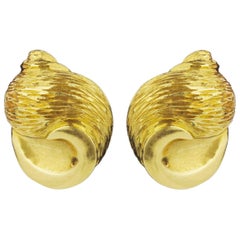 Verdura 18 Karat Gold Turban Shell Ear Clips