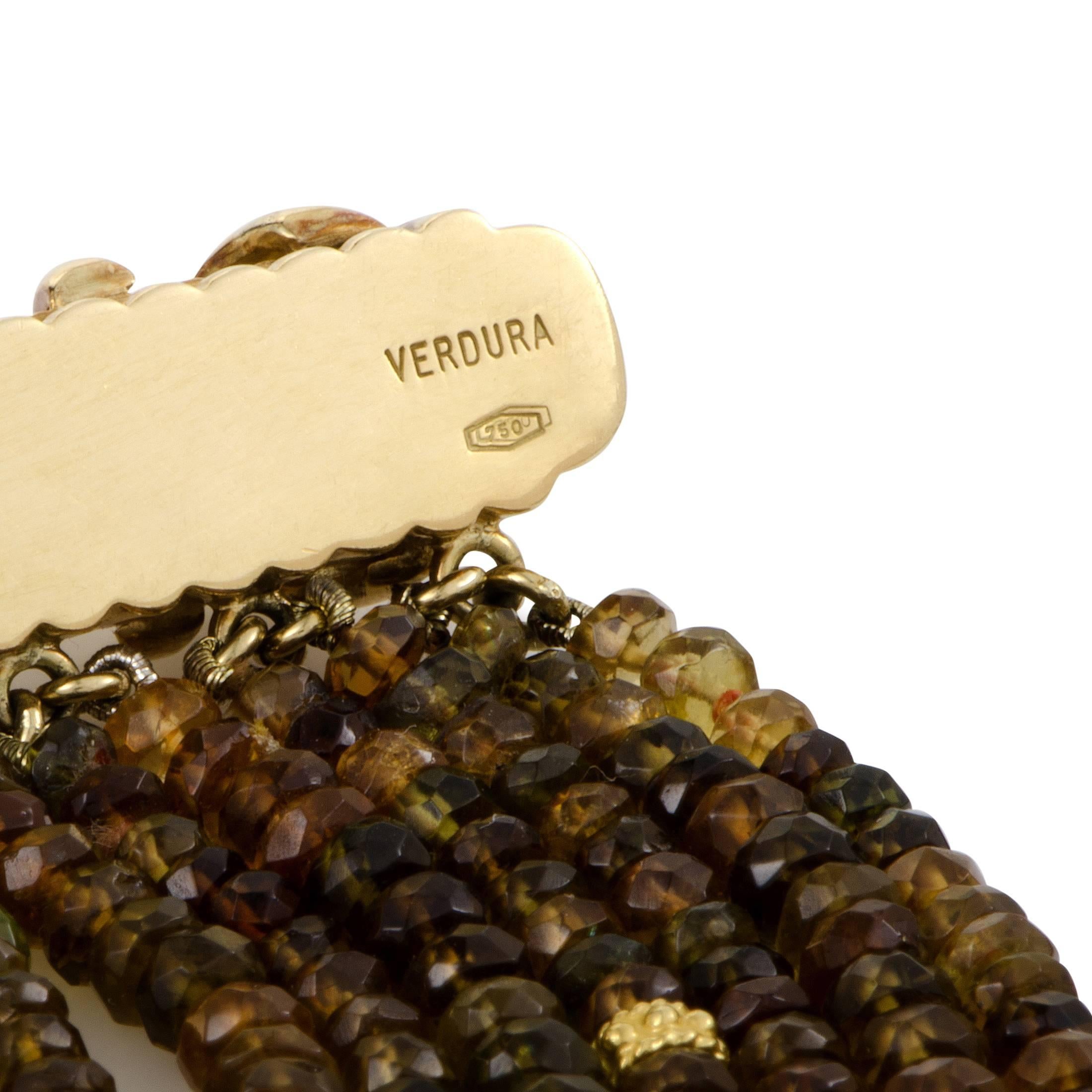 Women's Verdura 18 Karat Yellow Gold Citrine Peridot and Tourmaline Roundel Bracelet