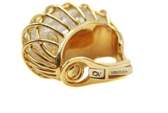 Verdura 18 Karat Yellow Gold Rock Crystal 'Cage' Earclips