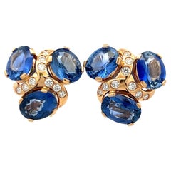 Verdura Orecchini a clip con zaffiro da 18,00 carati e diamante rotondo da 0,90 carati 187K YG