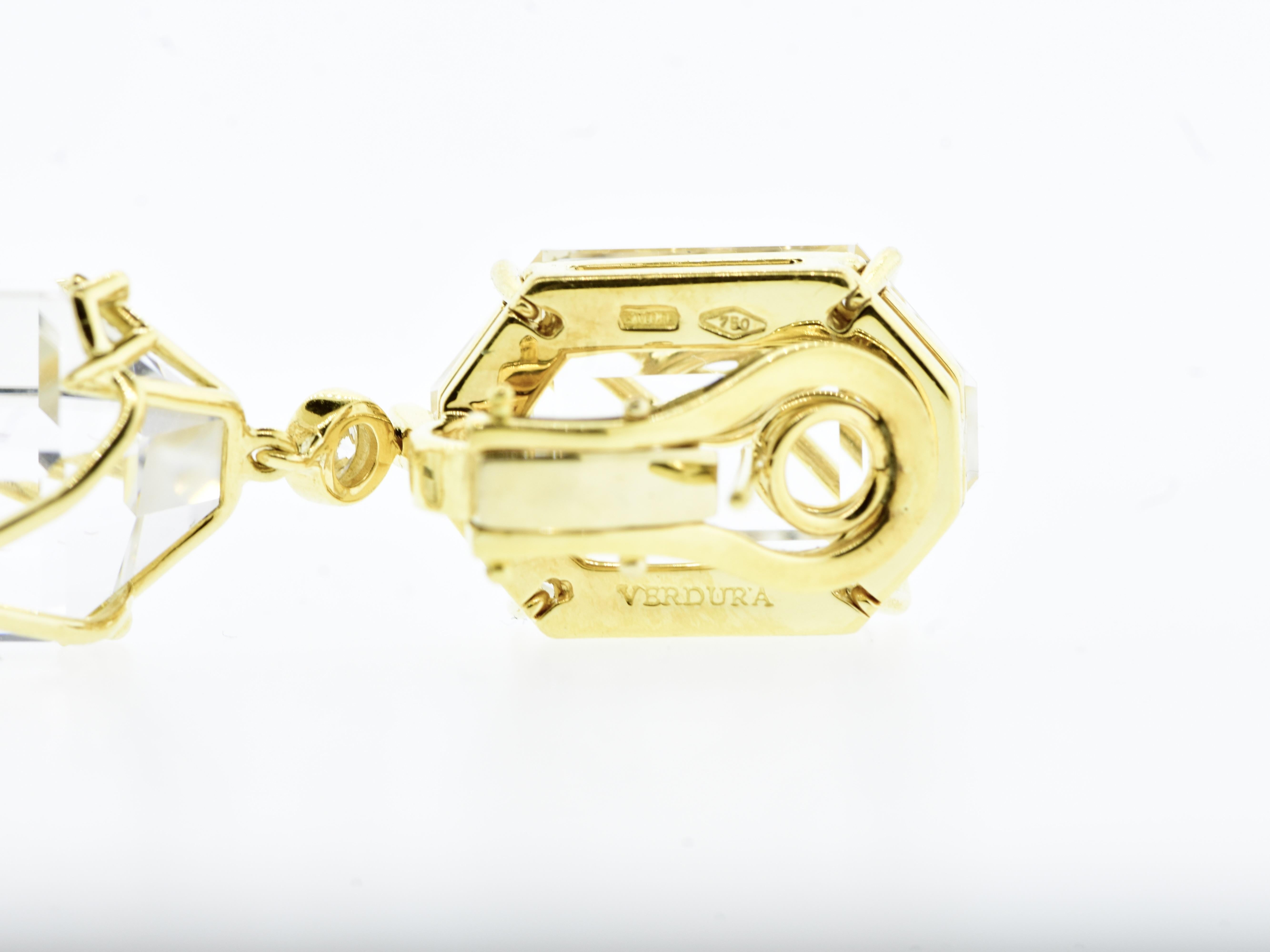 Lange Verdura-Ohrringe aus 18 Karat Diamanten und Bergkristall, Italien. 3
