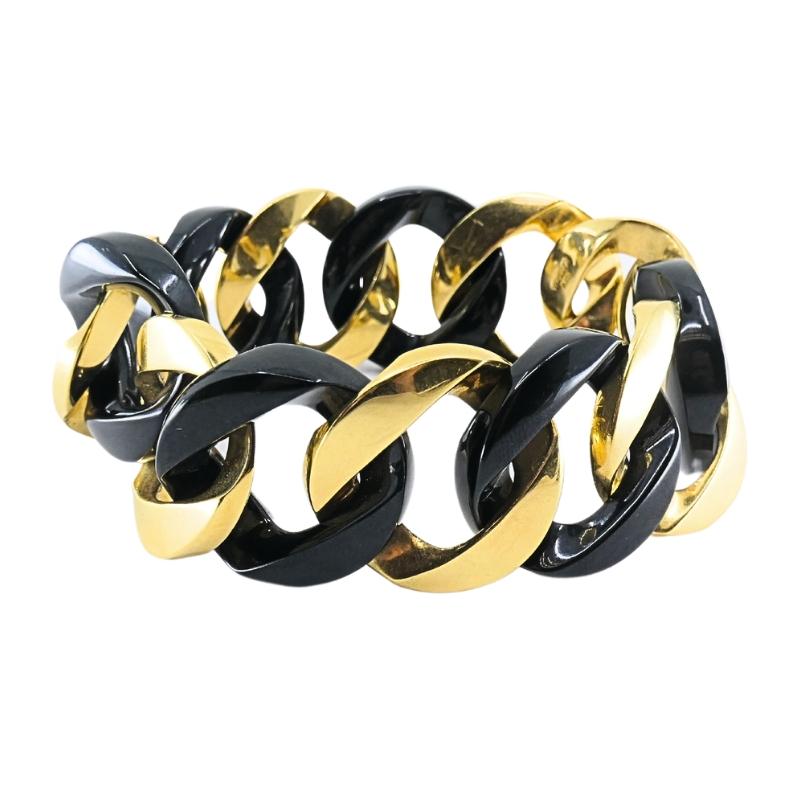 Verdura Or 18k  Bracelet à maillons en jade noir A Link en vente 2