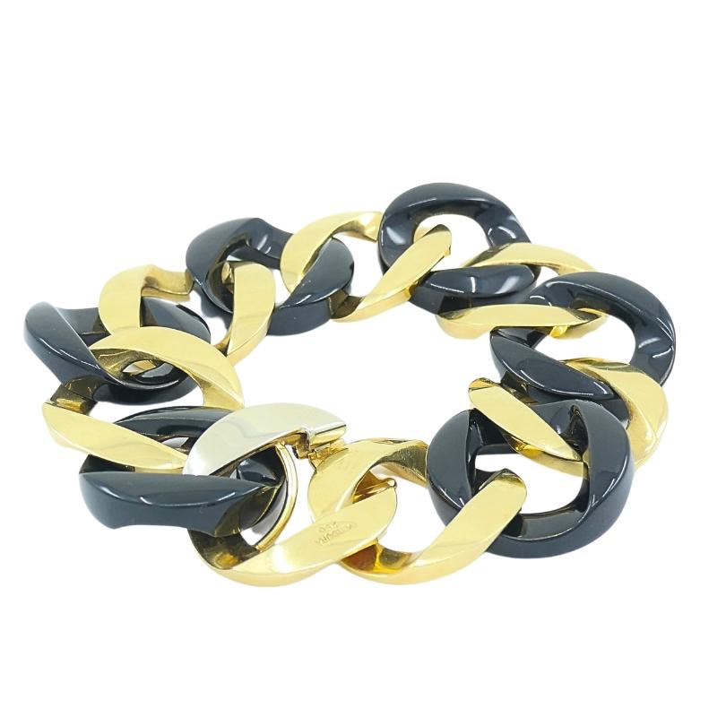Verdura Or 18k  Bracelet à maillons en jade noir A Link en vente 3