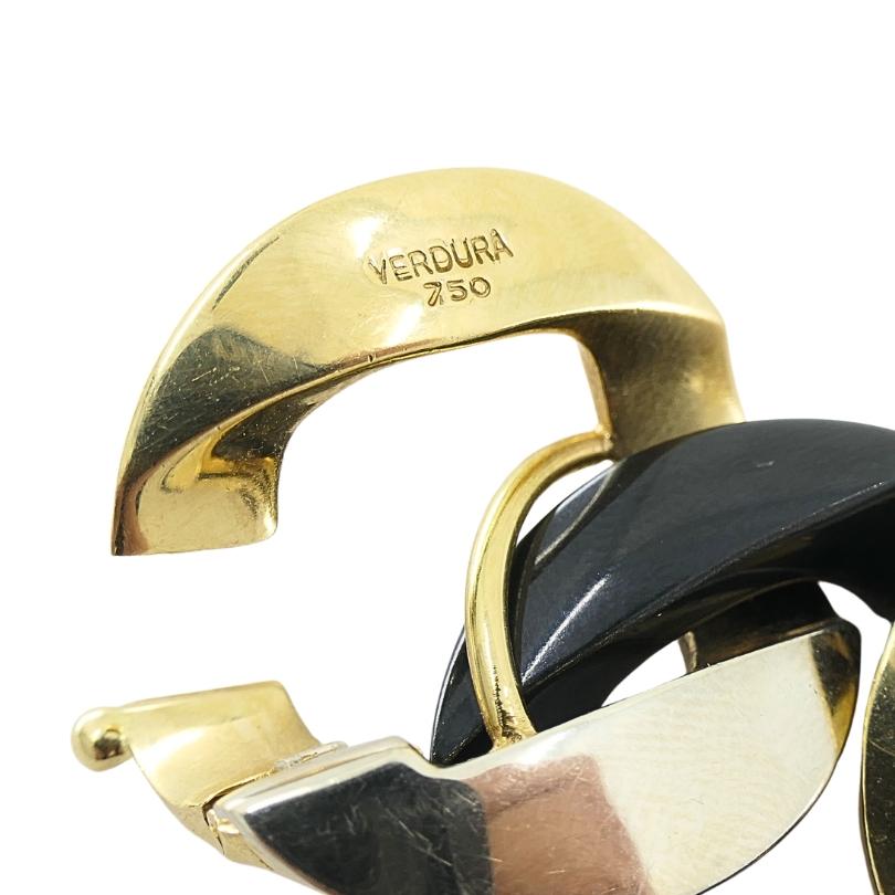 Verdura Or 18k  Bracelet à maillons en jade noir A Link en vente 4