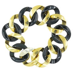 Verdura 18k Gold  Black Jade Curb Link Bracelet