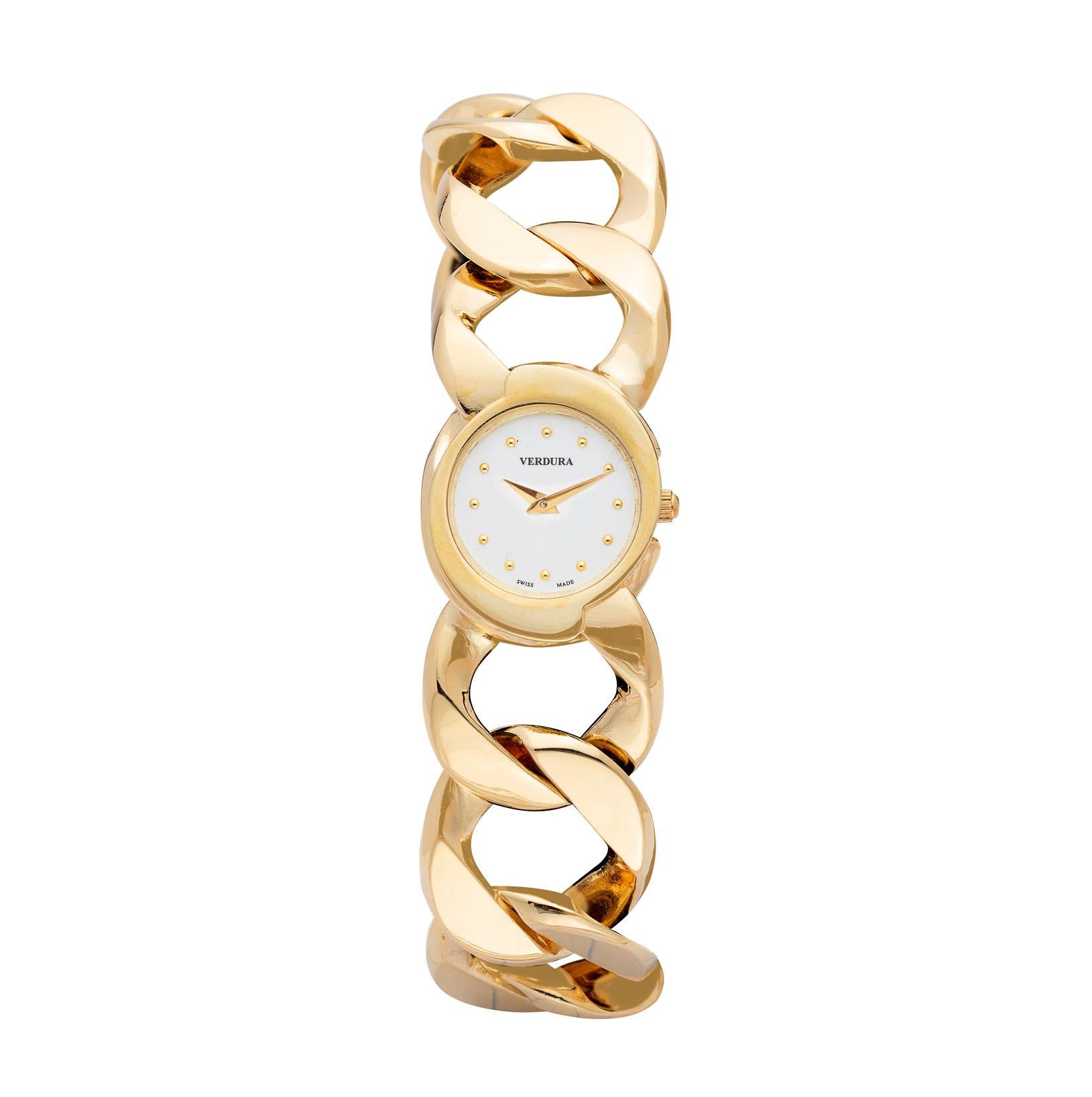 Verdura 18 Karat Gold Curb-Link Bracelet Watch