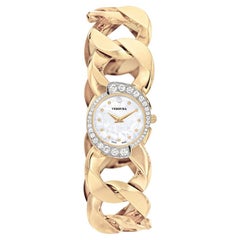 Verdura 18k Gold Diamond Curb-Link Bracelet Watch