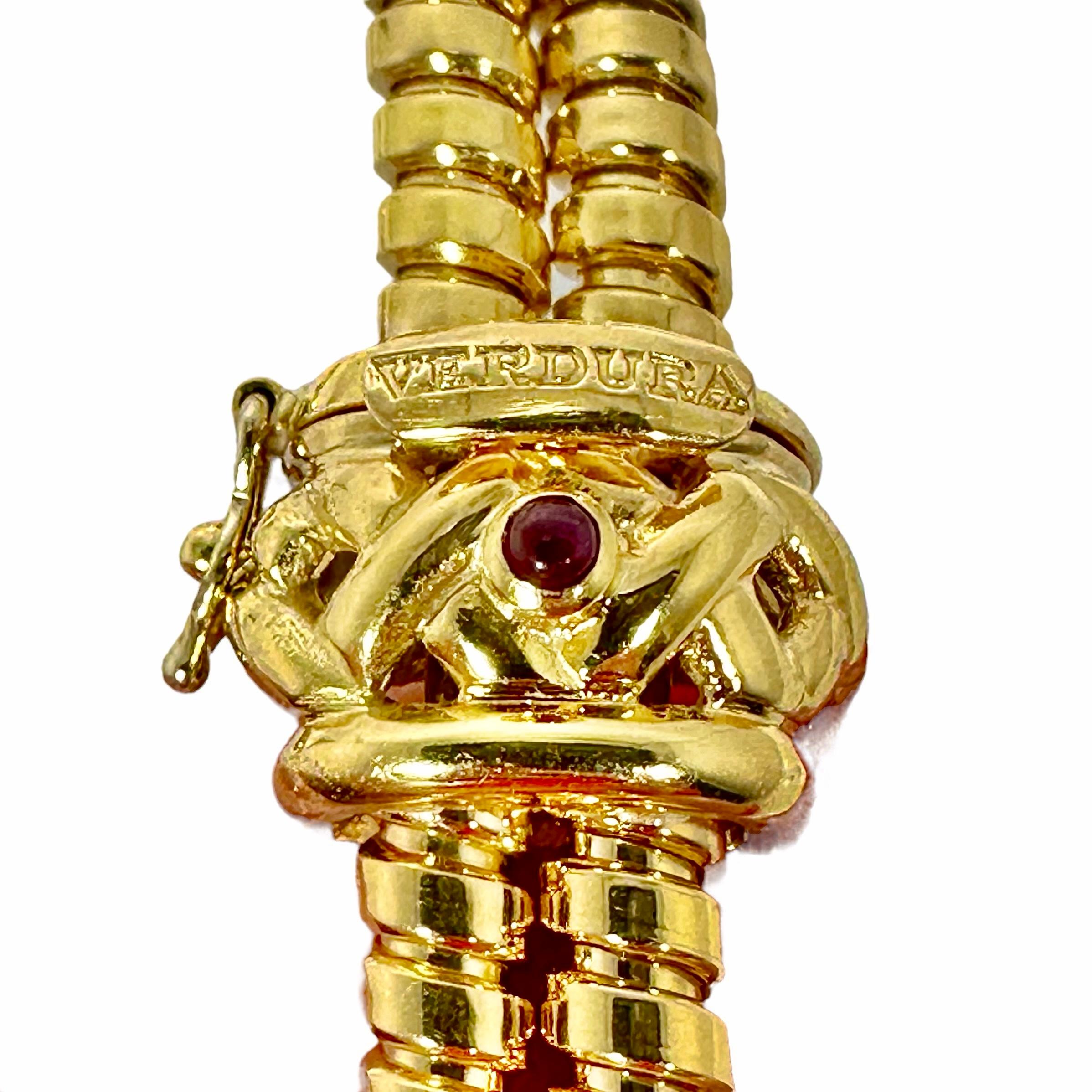 Doppelreihige Tubogas-Choker-Halskette von Verdura aus 18 Karat Gold mit Cabochon-Rubinen 2