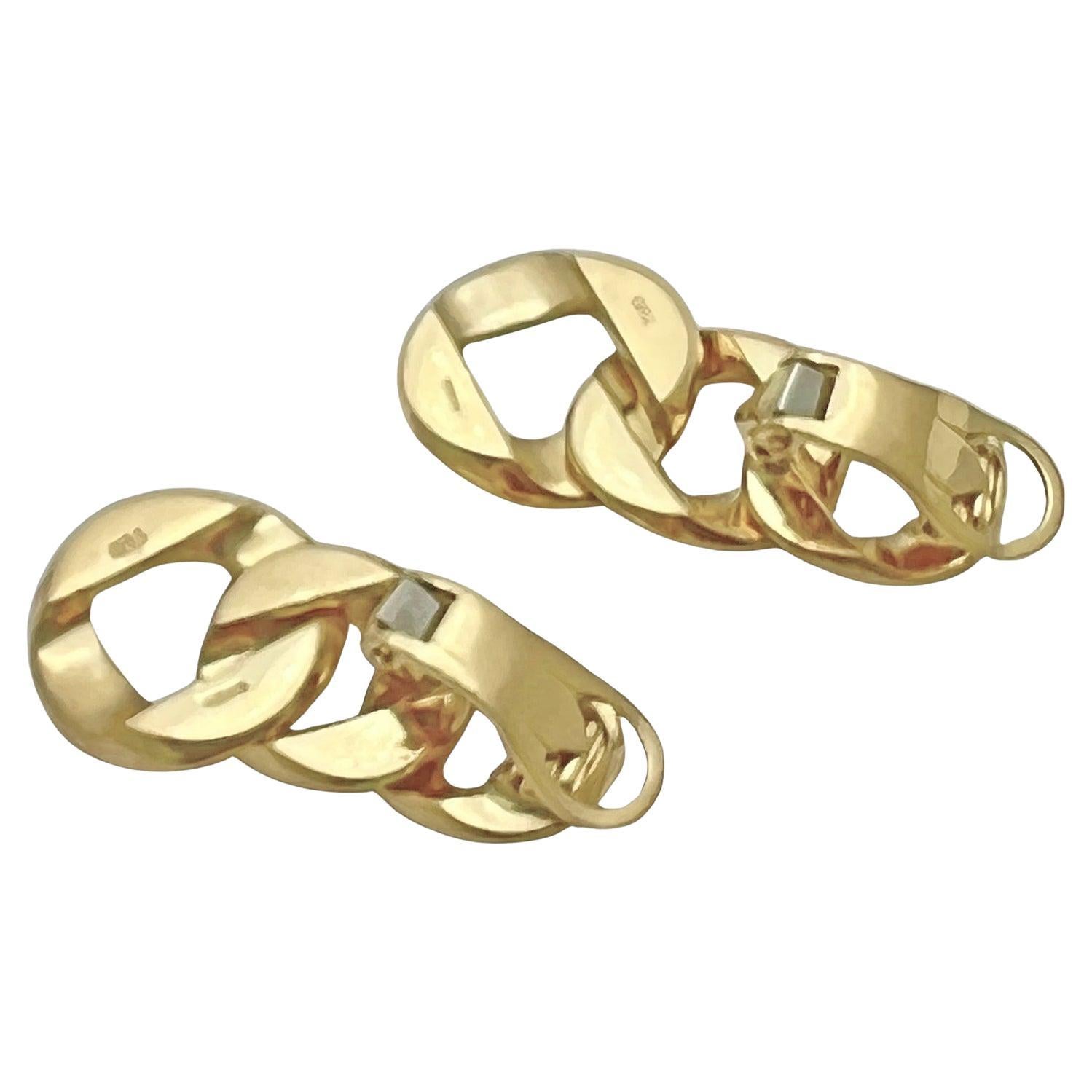 Verdura 18k Yellow Gold Piccolo Curb-Link Earrings In Excellent Condition For Sale In Palm Beach, FL
