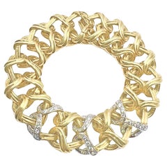 Verdura 18k Gold Platinum Diamond Heart Link Bracelet