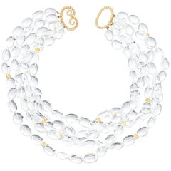 Verdura 18k Gold Rock Crystal Quartz Torsade Necklace