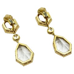 Verdura 18k Gold Topaz Byzantine Pendant Earclips