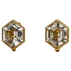 Verdura 18k Gold White Blue Topaz Byzantine Earrings