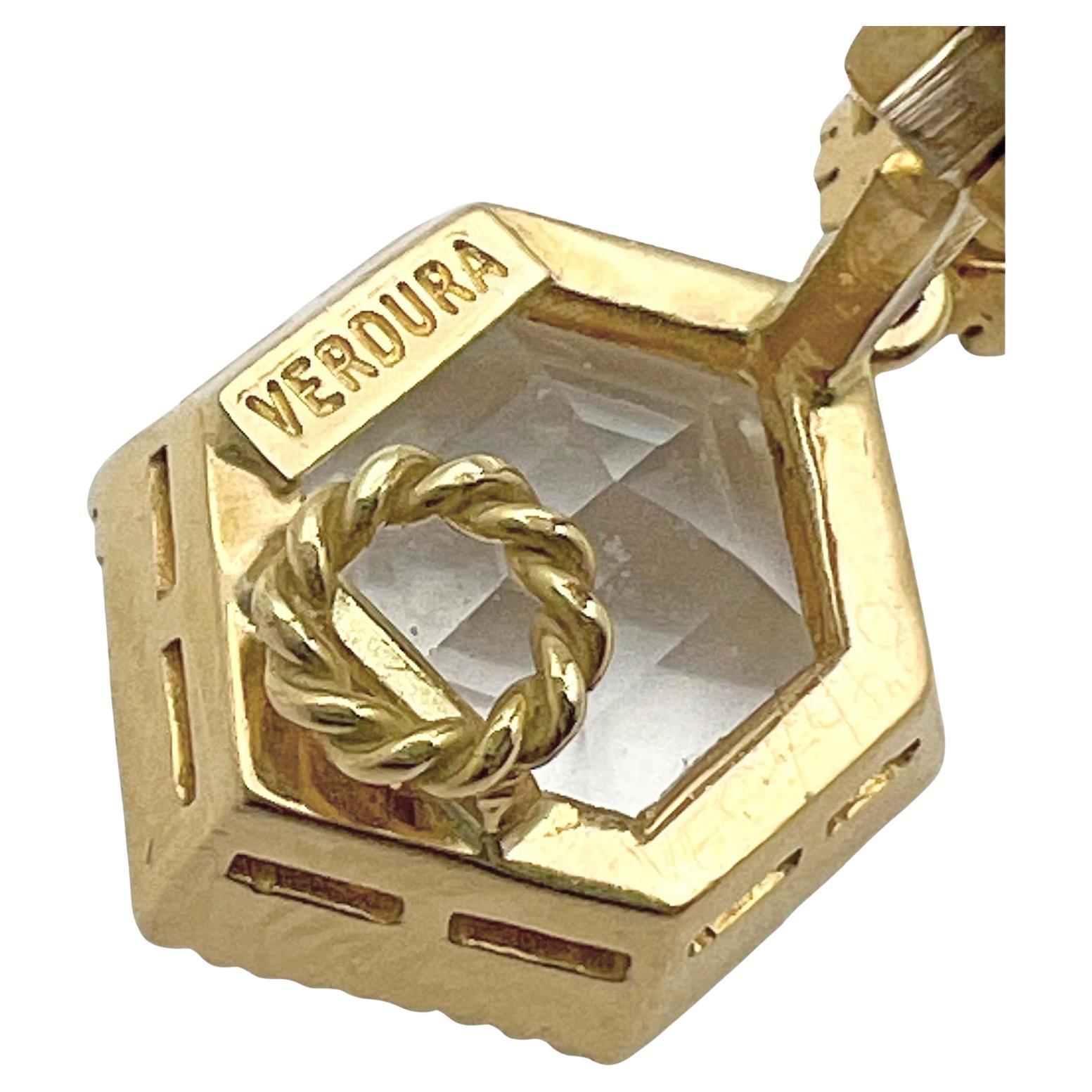 Orecchini bizantini in oro bianco e topazio blu di Verdura 18k In condizioni ottime in vendita a Palm Beach, FL