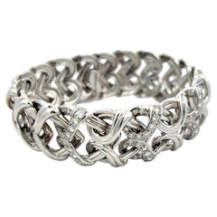 Bracelet à maillons Verdura en or blanc 18 carats, serti de diamants ronds F-VS d'un poids total de 1,1 carat