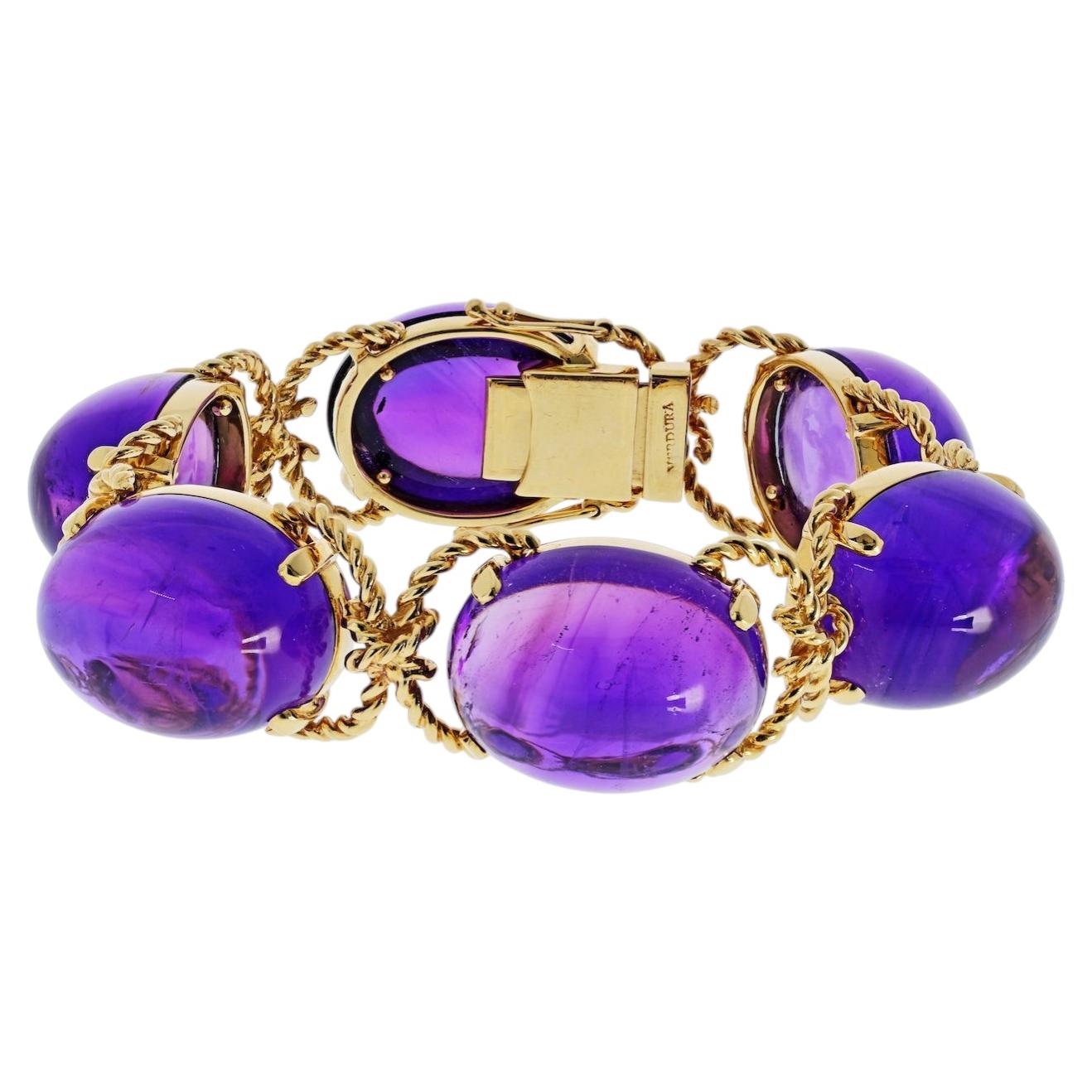 Verdura 18K Yellow Gold Amethyst Pebble Bracelet